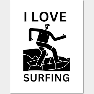 I Love Surfing Posters and Art